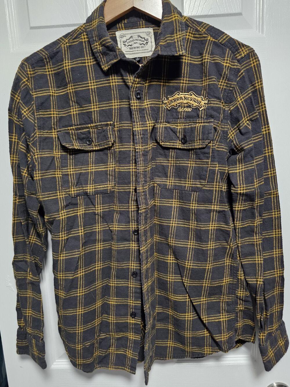 Sierra Nevada Brewing Co Men Long Sleeve Flannel Button Up Cotton Shirt Size S